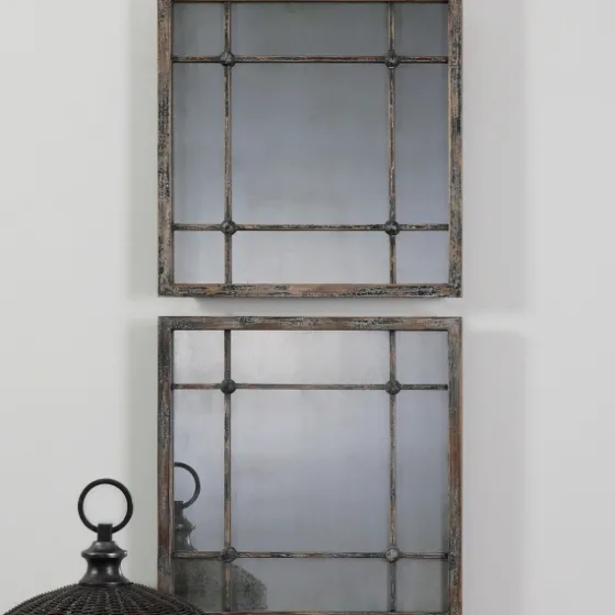 Distressed Slate Blue Wood Wall Mirrors, Set Of 2-Kirkland's Home Cheap
