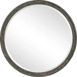 Distressed Slate Blue Wooden Round Wall Mirror-Kirkland's Home Best