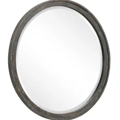 Distressed Slate Blue Wooden Round Wall Mirror-Kirkland's Home Best