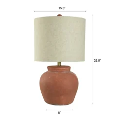 Distressed Terracotta Round Table Lamp-Kirkland's Home Fashion