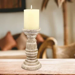 Distressed Turned Wood Candle Holder, 8 In.-Kirkland's Home Best Sale