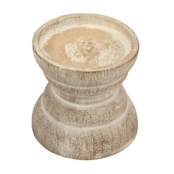 Distressed Turned Wood Candle Holder, 4 In.-Kirkland's Home Outlet