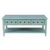 Distressed Turquoise Wood 3-Drawer Coffee Table-Kirkland's Home Fashion