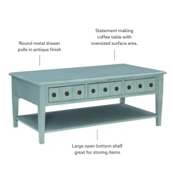 Distressed Turquoise Wood 3-Drawer Coffee Table-Kirkland's Home Fashion