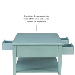 Distressed Turquoise Wood 3-Drawer Coffee Table-Kirkland's Home Fashion