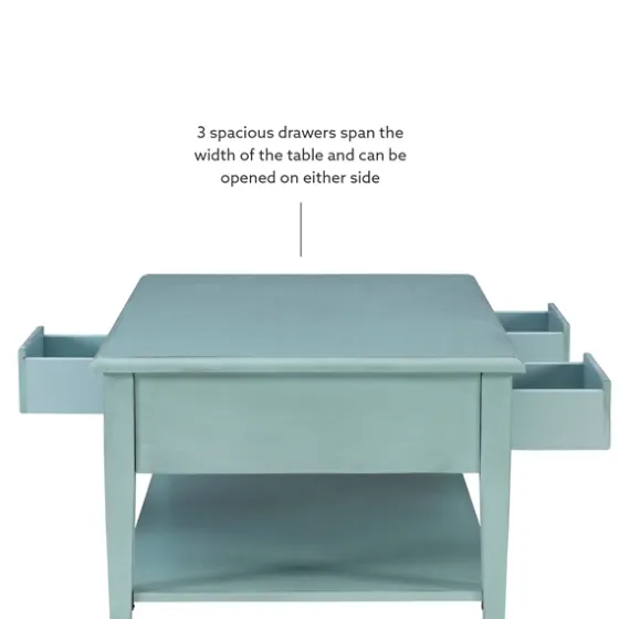 Distressed Turquoise Wood 3-Drawer Coffee Table-Kirkland's Home Fashion