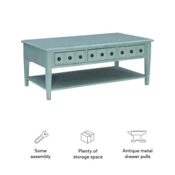 Distressed Turquoise Wood 3-Drawer Coffee Table-Kirkland's Home Fashion