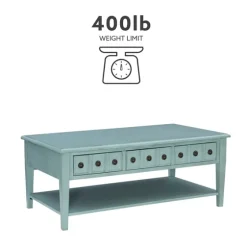 Distressed Turquoise Wood 3-Drawer Coffee Table-Kirkland's Home Fashion