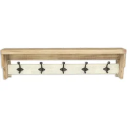 Distressed Wall Shelf With Hooks-Kirkland's Home Outlet
