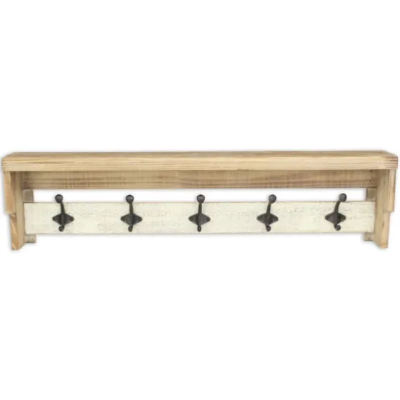 Distressed Wall Shelf With Hooks-Kirkland's Home Outlet