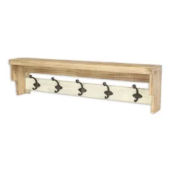 Distressed Wall Shelf With Hooks-Kirkland's Home Outlet