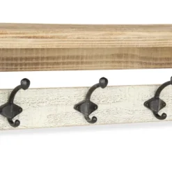 Distressed Wall Shelf With Hooks-Kirkland's Home Outlet