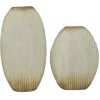 Distressed White And Beige Flat Vases, Set Of 2-Kirkland's Home Best
