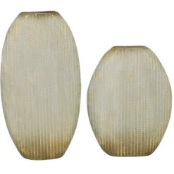 Distressed White And Beige Flat Vases, Set Of 2-Kirkland's Home Best