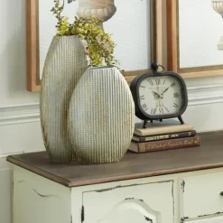 Distressed White And Beige Flat Vases, Set Of 2-Kirkland's Home Best