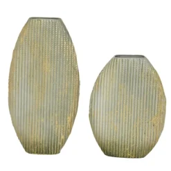 Distressed White And Beige Flat Vases, Set Of 2-Kirkland's Home Best