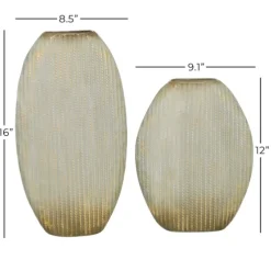 Distressed White And Beige Flat Vases, Set Of 2-Kirkland's Home Best