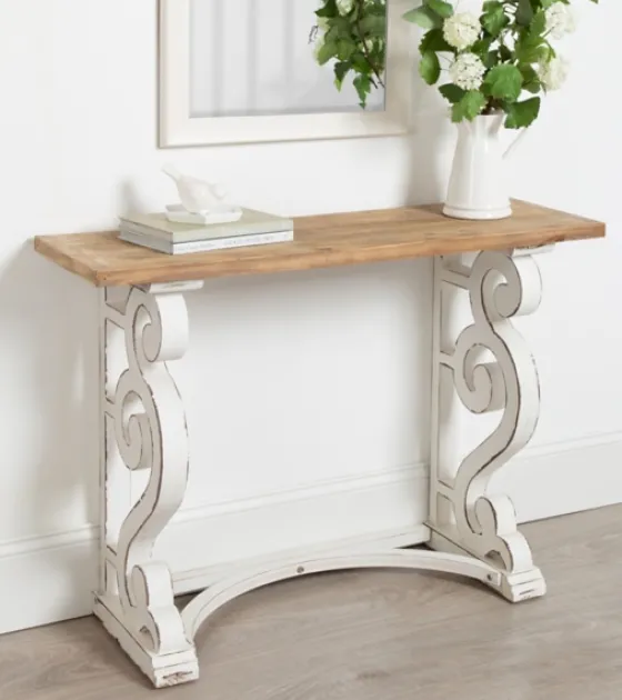 Distressed White And Brown Wood Console Table-Kirkland's Home Cheap
