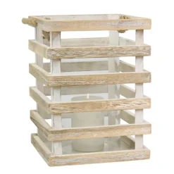 Distressed White Beach House Lantern-Kirkland's Home Fashion