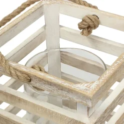 Distressed White Beach House Lantern-Kirkland's Home Fashion