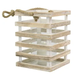 Distressed White Beach House Lantern-Kirkland's Home Fashion