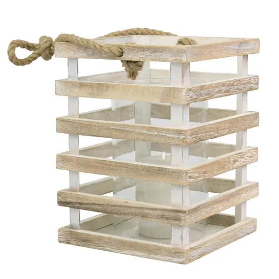 Distressed White Beach House Lantern-Kirkland's Home Fashion