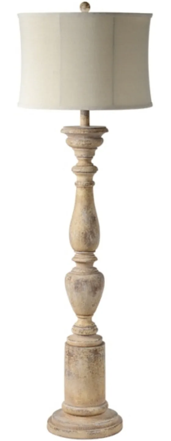 Distressed White Berkshire Column Floor Lamp-Kirkland's Home Discount