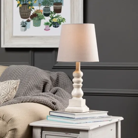 Distressed White Candlestick Table Lamp-Kirkland's Home Sale