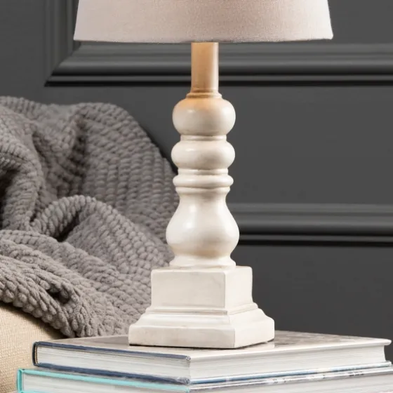Distressed White Candlestick Table Lamp-Kirkland's Home Sale