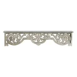 Distressed White Carved Wood Wall Shelf-Kirkland's Home Discount