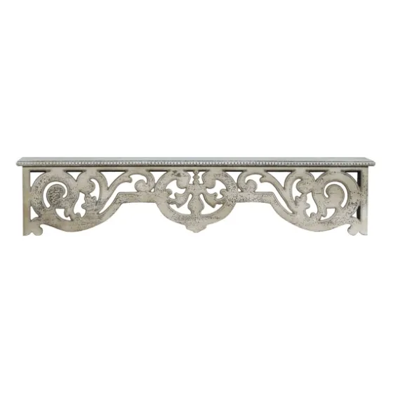 Distressed White Carved Wood Wall Shelf-Kirkland's Home Discount