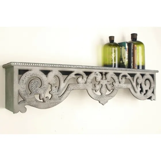 Distressed White Carved Wood Wall Shelf-Kirkland's Home Discount