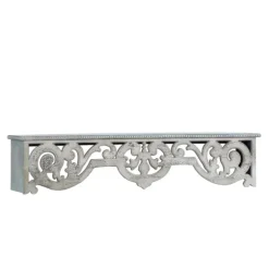 Distressed White Carved Wood Wall Shelf-Kirkland's Home Discount