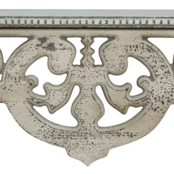 Distressed White Carved Wood Wall Shelf-Kirkland's Home Discount