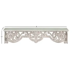 Distressed White Carved Wood Wall Shelf-Kirkland's Home Discount
