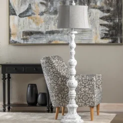Distressed White Floor Lamp-Kirkland's Home Outlet
