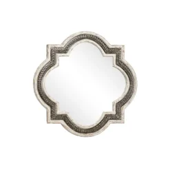 Distressed White Iron Quatrefoil Mirror, 29X29 In.-Kirkland's Home Sale