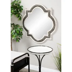 Distressed White Iron Quatrefoil Mirror, 29X29 In.-Kirkland's Home Sale