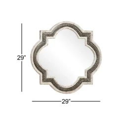 Distressed White Iron Quatrefoil Mirror, 29X29 In.-Kirkland's Home Sale