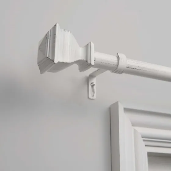 Distressed White Napoleon Curtain Rod, 120 In.-Kirkland's Home Outlet