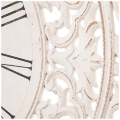 Distressed White Ornate Wood Carved Wall Clock-Kirkland's Home Clearance
