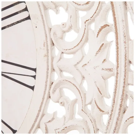 Distressed White Ornate Wood Carved Wall Clock-Kirkland's Home Clearance