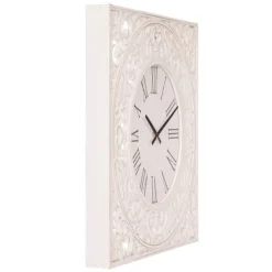 Distressed White Ornate Wood Carved Wall Clock-Kirkland's Home Clearance