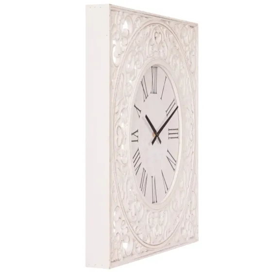 Distressed White Ornate Wood Carved Wall Clock-Kirkland's Home Clearance