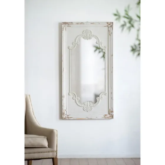 Distressed White Scroll Framed Wall Mirror-Kirkland's Home Cheap