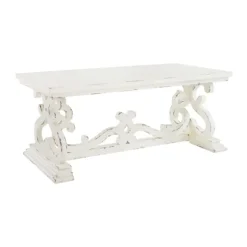 Distressed White Scrollwork Base Coffee Table-Kirkland's Home Hot