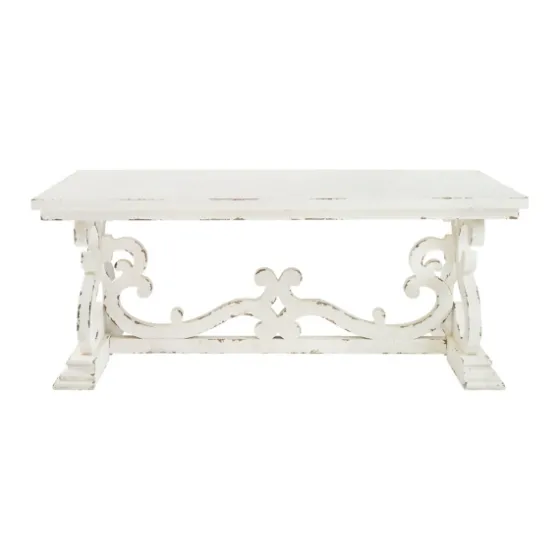 Distressed White Scrollwork Base Coffee Table-Kirkland's Home Hot