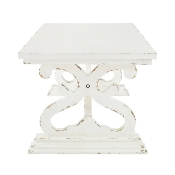 Distressed White Scrollwork Base Coffee Table-Kirkland's Home Hot
