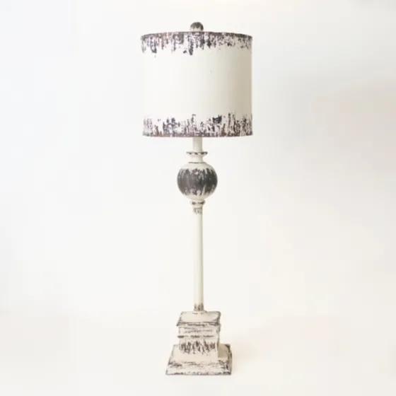 Distressed White Square Base Buffet Lamp-Kirkland's Home Discount
