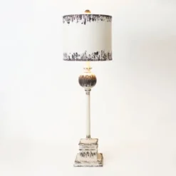 Distressed White Square Base Buffet Lamp-Kirkland's Home Discount